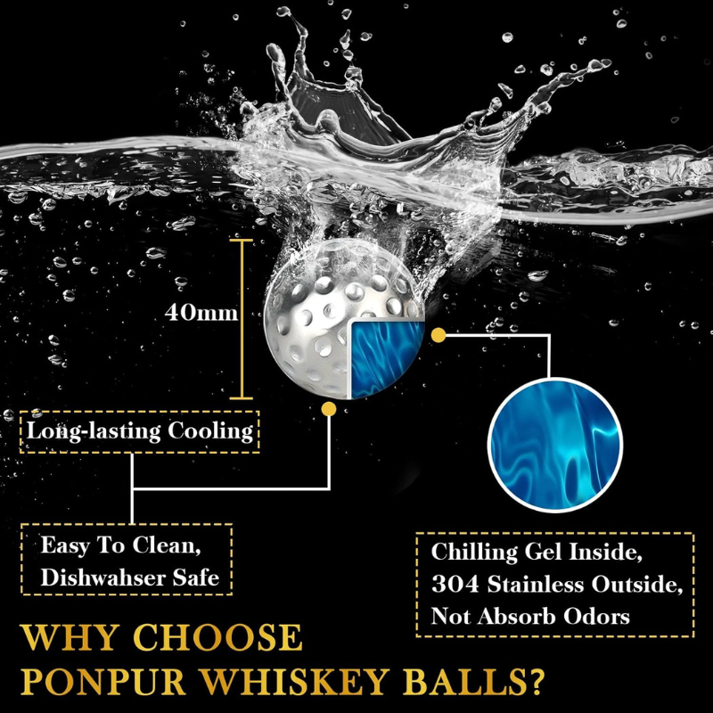 Whiskey Stone Set With Golf Ball Design And Storage Box