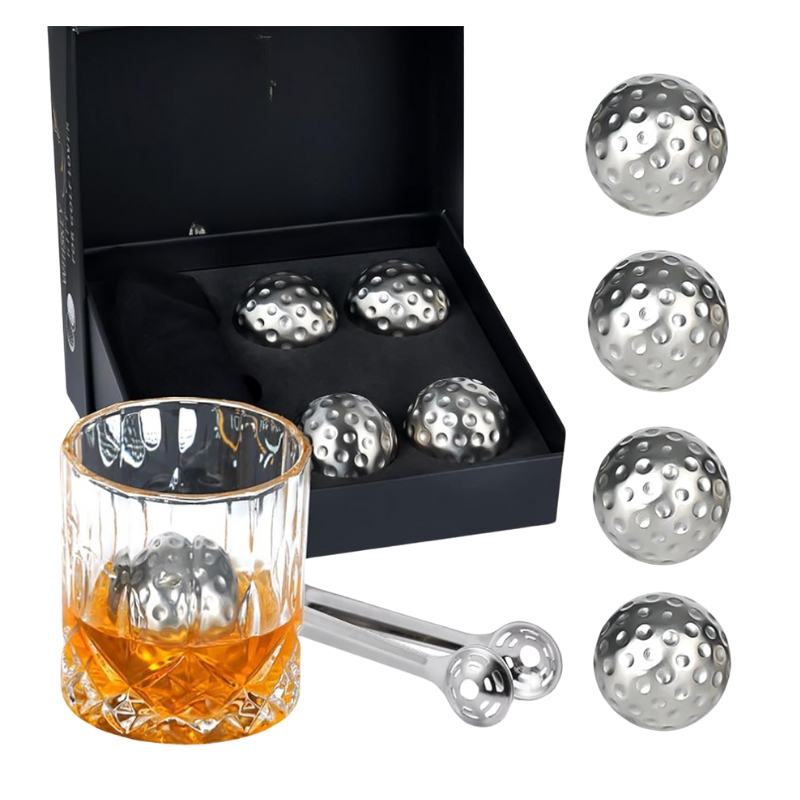 Whiskey Stone Set With Golf Ball Design And Storage Box-Wine and Whiskey Decanter