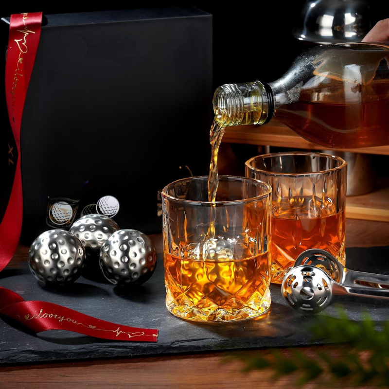 Whiskey Stone Set With Golf Ball Design And Storage Box