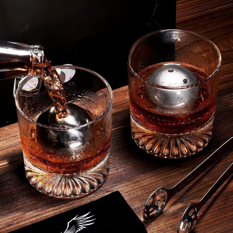 Whiskey Stone Sphere Set With Storage Box And Tongs-Wine and Whiskey Decanter