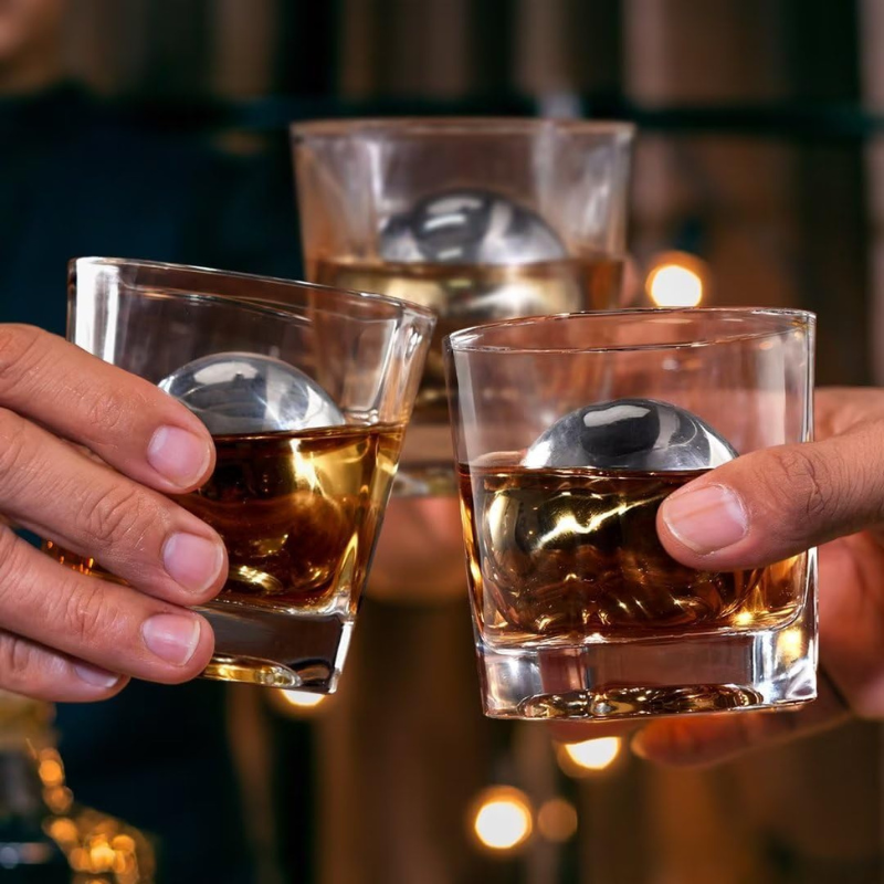 Whiskey Stone Sphere Set With Storage Box And Tongs