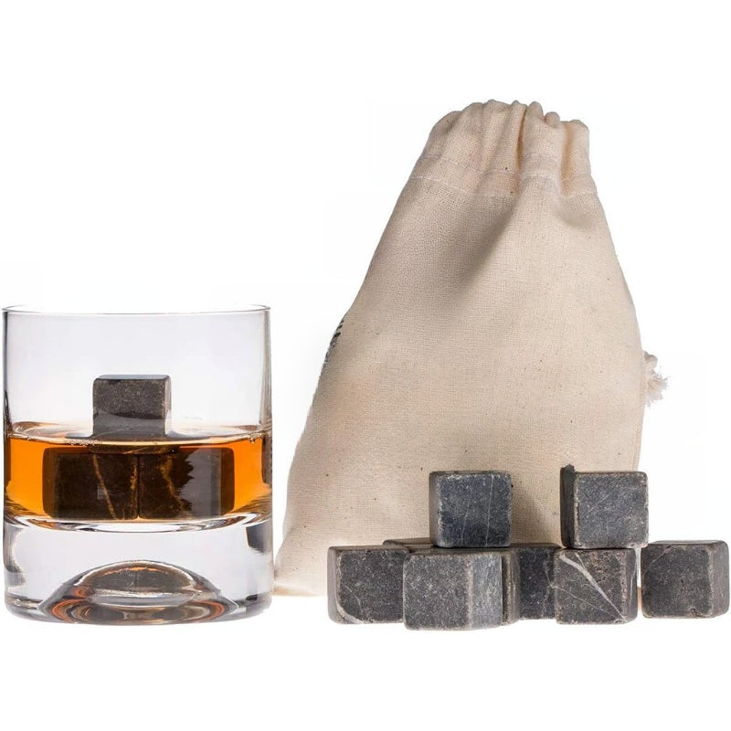 Whiskey Stones Set With 12 Marble Ice Cubes And Storage Bag