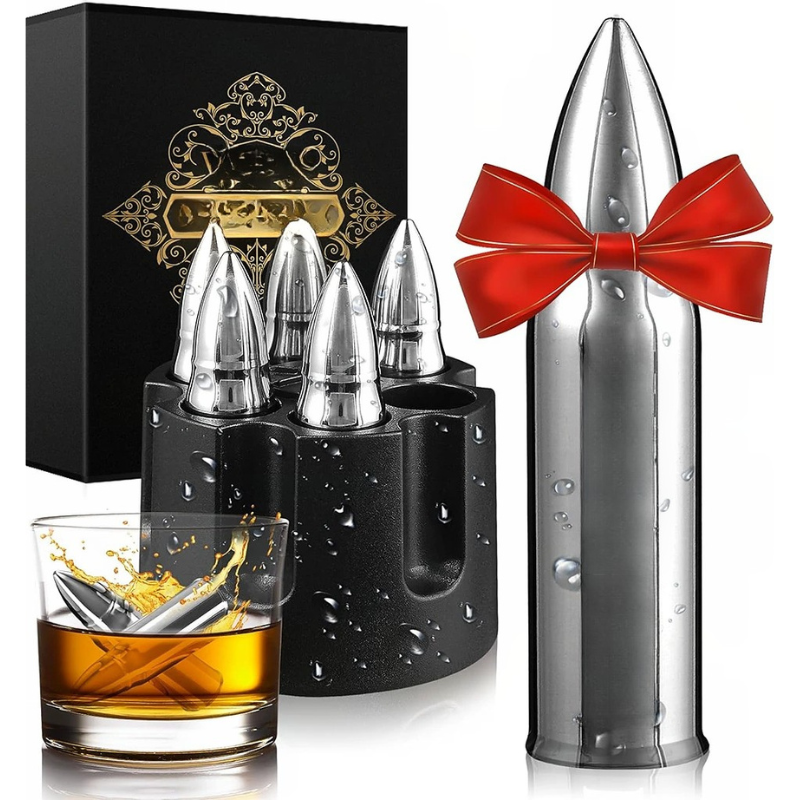 Text Printed Whiskey Stones Set Reusable Chilling Cubes