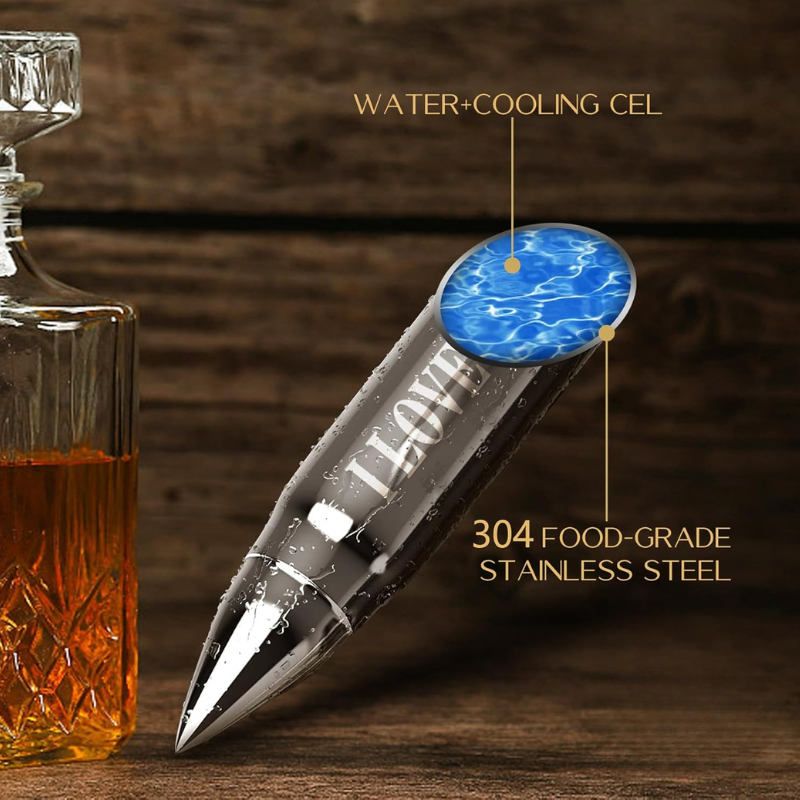 Text Printed Whiskey Stones Set Reusable Chilling Cubes-Wine and Whiskey Decanter