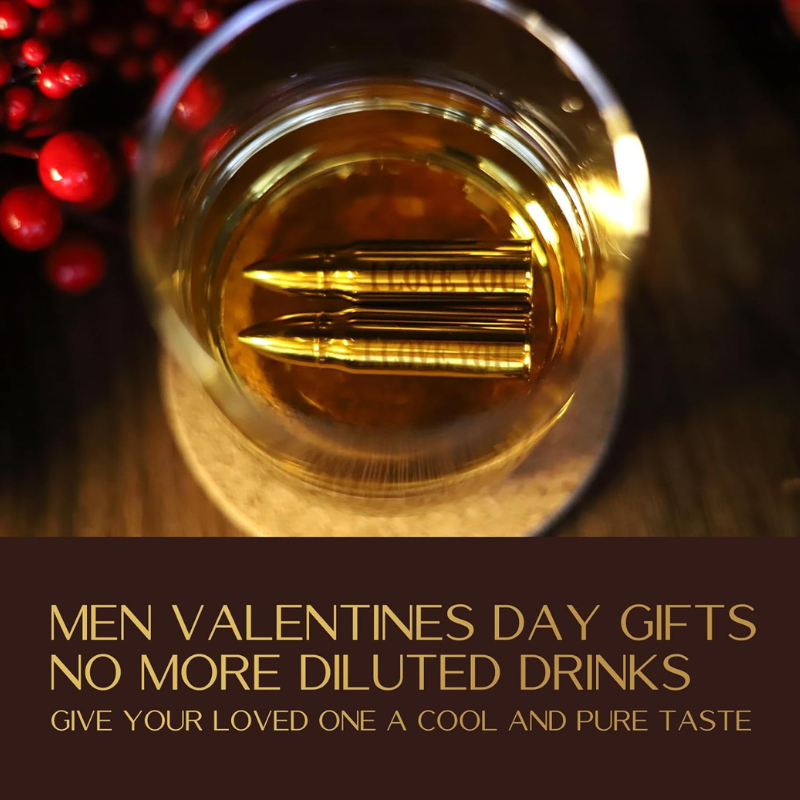 Text Printed Whiskey Stones Set Reusable Chilling Cubes