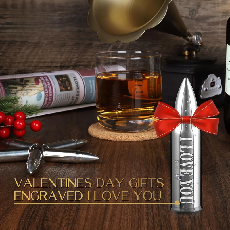 Text Printed Whiskey Stones Set Reusable Chilling Cubes