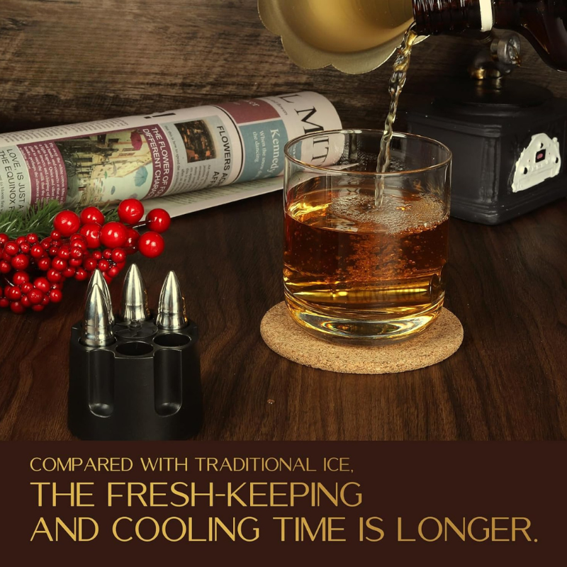 Text Printed Whiskey Stones Set Reusable Chilling Cubes