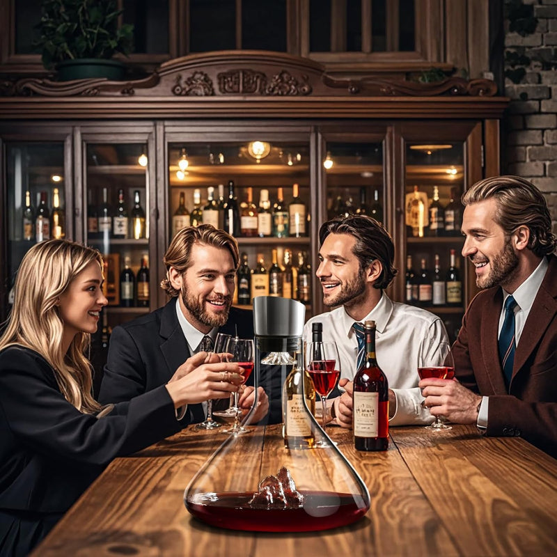 Glass Wine Decanter With Aerator And Waterfall Pourer