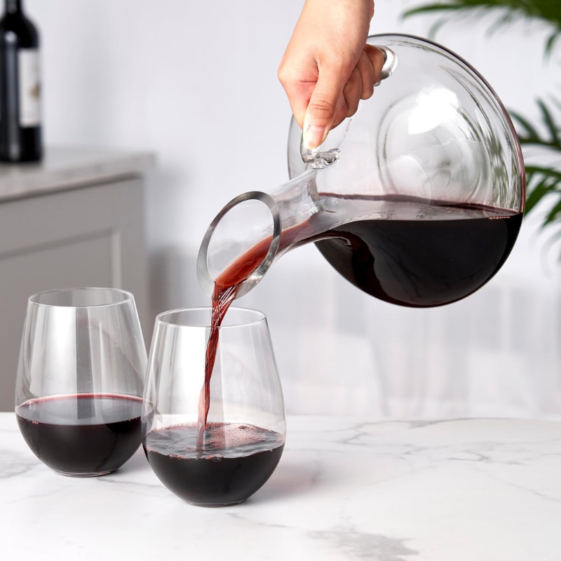 Wine Decanter With Handle And Tilted Pour Spout