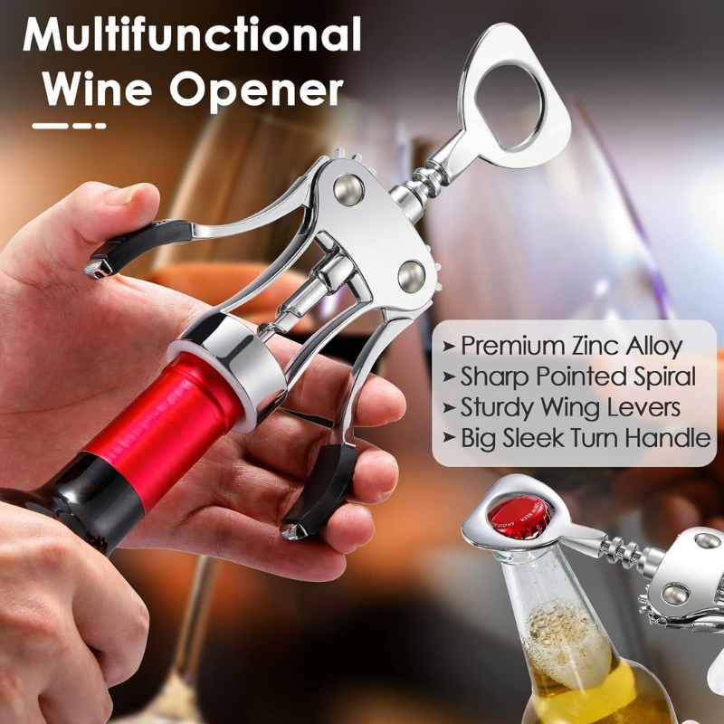 Wing Corkscrew Tool Kit With Multi Utility Wine Set-Wine and Whiskey Decanter