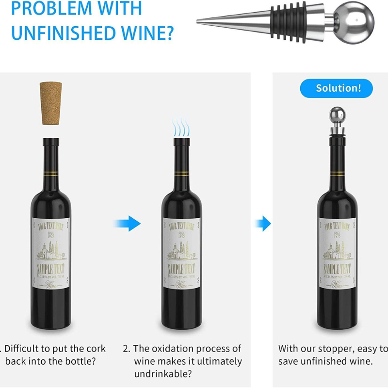 Wing Corkscrew Wine Opener Set With Bonus Bottle Stopper