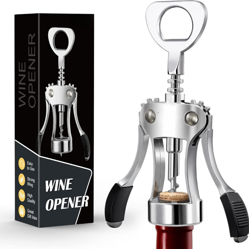 Wing Corkscrew Wine Opener With Easy Lever Action And Stylish Design