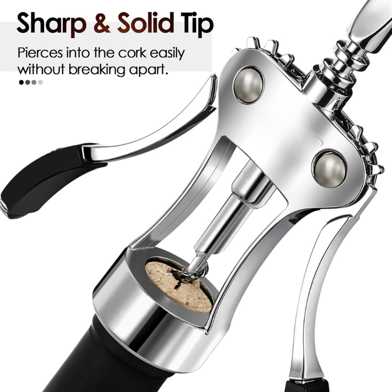 Wing Corkscrew Wine Opener With Easy Lever Action And Stylish Design
