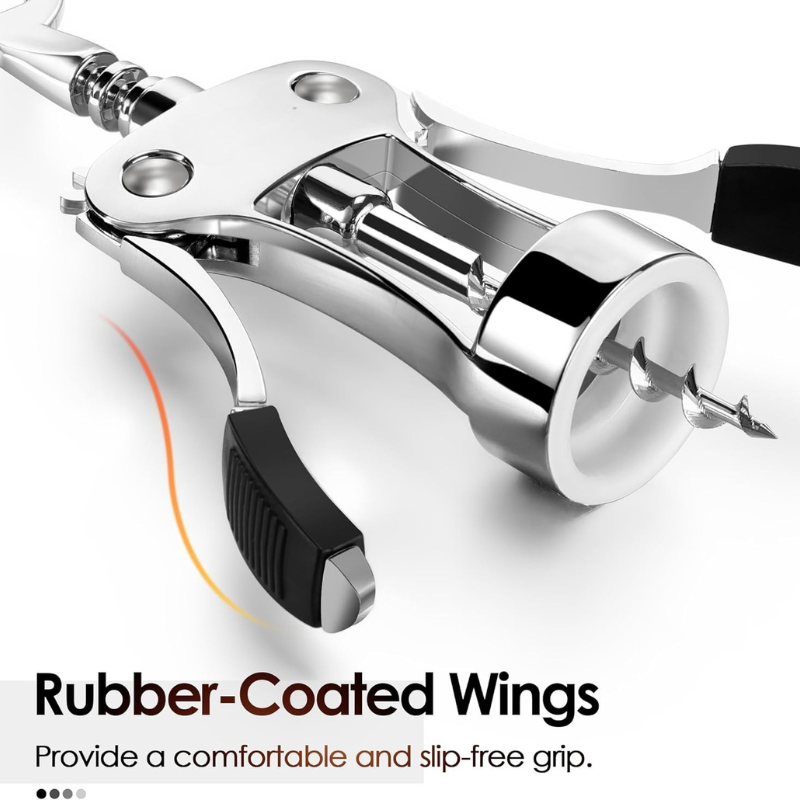 Wing Corkscrew Wine Opener With Easy Lever Action And Stylish Design