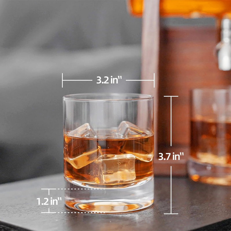 Wooden Holder Whiskey Decanter Set With Two Glasses