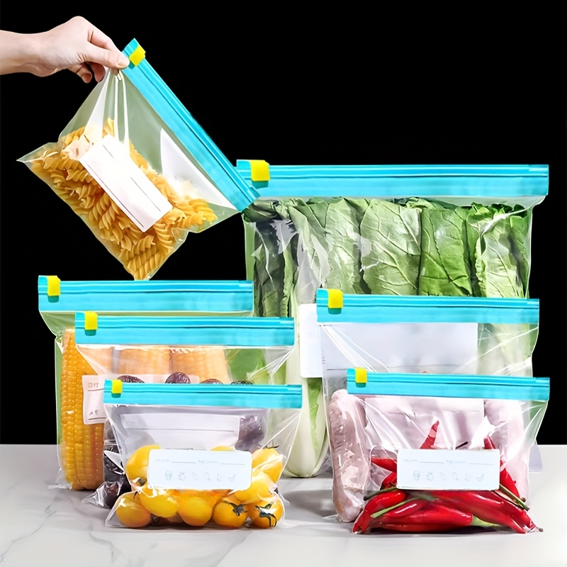 Reusable Zipper Storage Bags Set - Leakproof Freezer Safe Food Storage Bags, BPA Free Snack & Lunch Bags