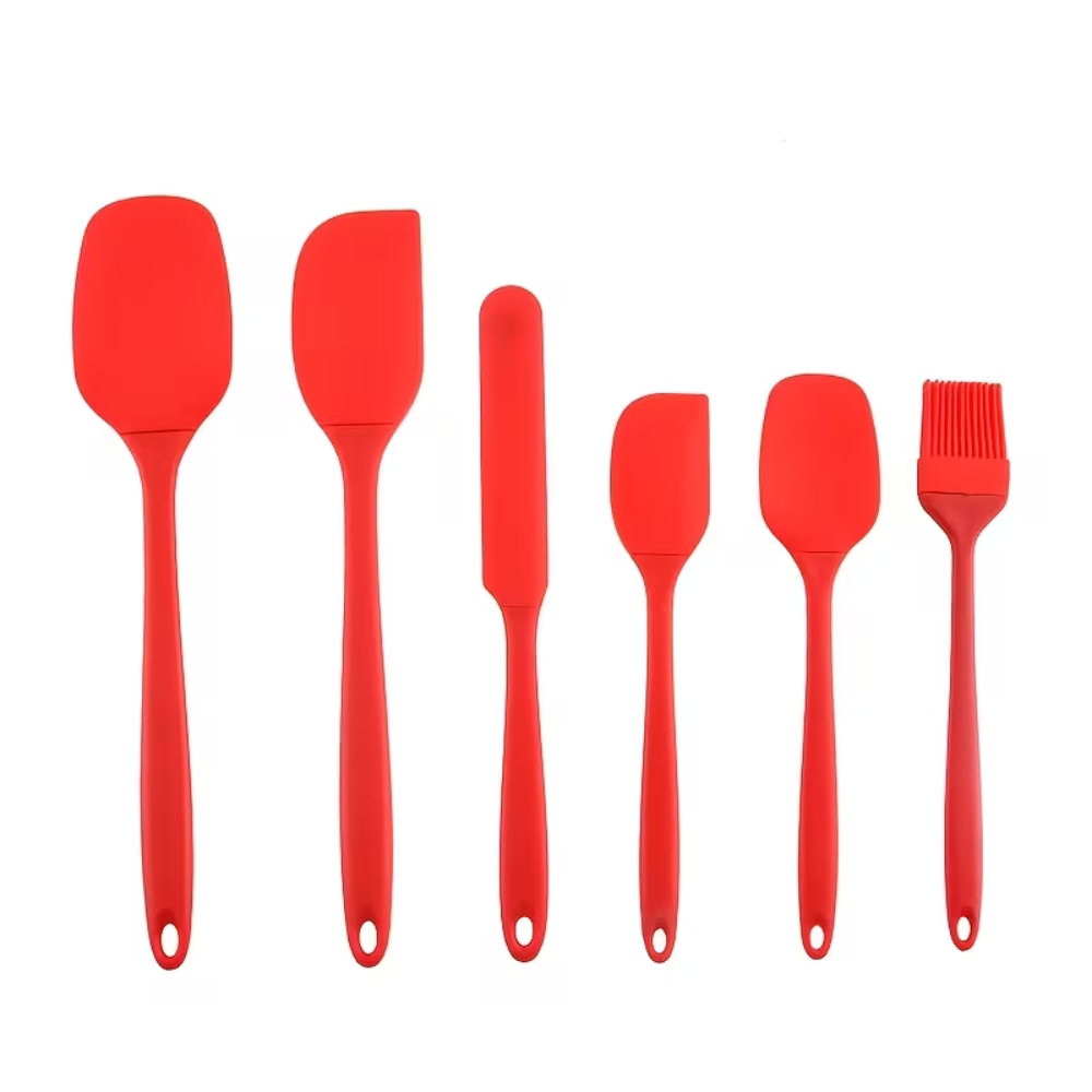 Silicone Spatula Set 6 Piece - Heat Resistant Baking Tools & Kitchen Utensils for Nonstick Cookware