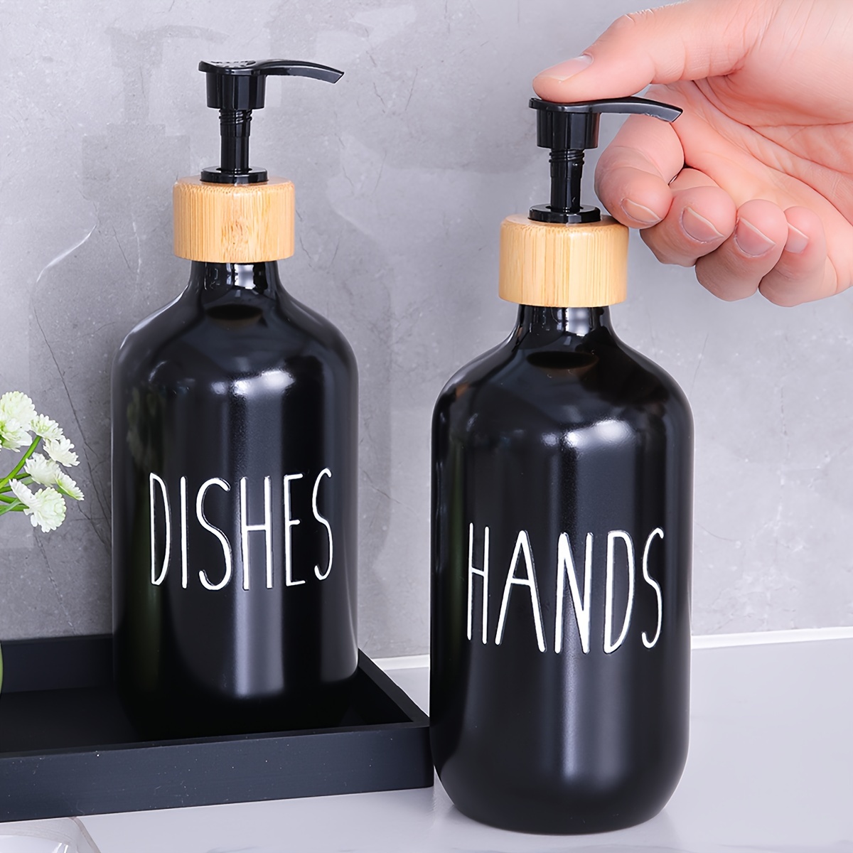 Matte Glass Soap Dispenser Set For Kitchen