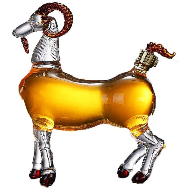 Ram Horn Glass Decanter-Wine and Whiskey Decanter