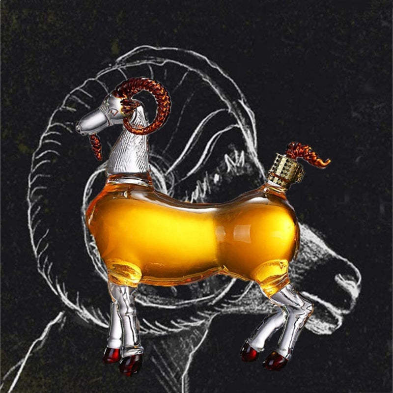 Ram Horn Glass Decanter-Wine and Whiskey Decanter