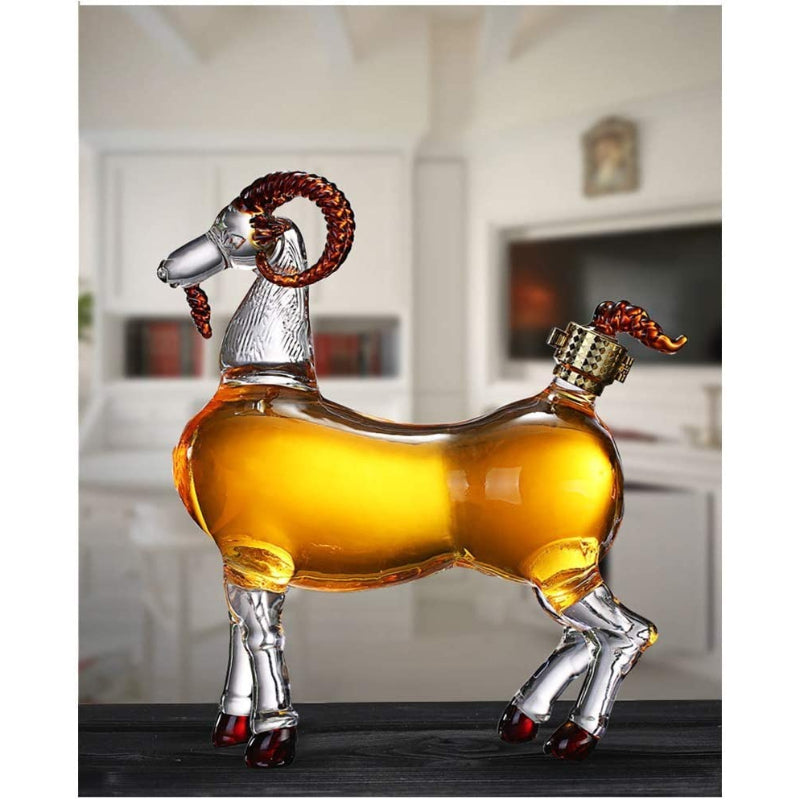 Ram Horn Glass Decanter-Wine and Whiskey Decanter