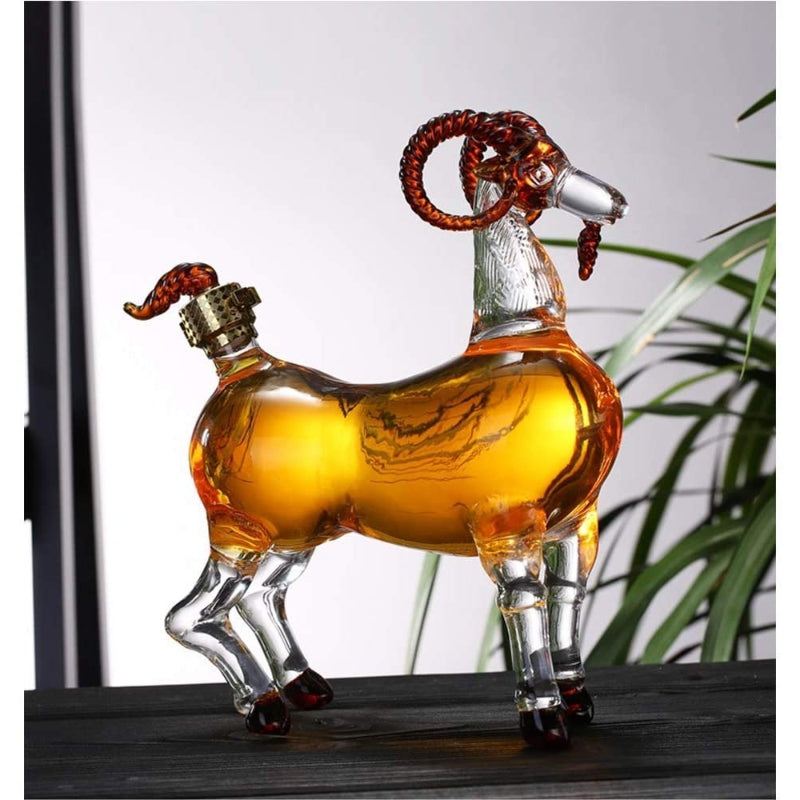 Ram Horn Glass Decanter-Wine and Whiskey Decanter