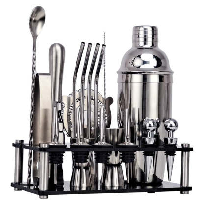 Stainless Steel Mixology Set-Wine and Whiskey Decanter