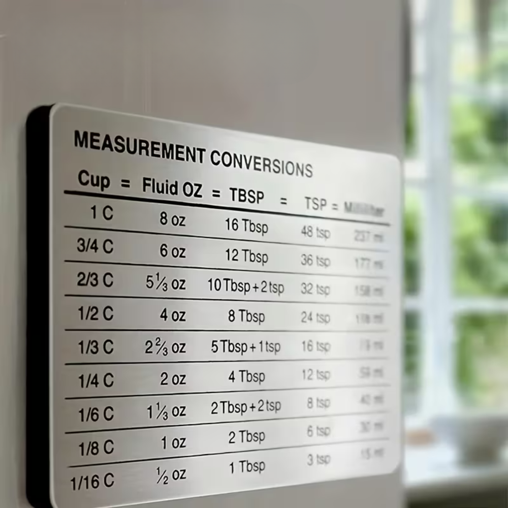 2 Pack Of Stainless Steel Fridge Magnet Conversion Chart