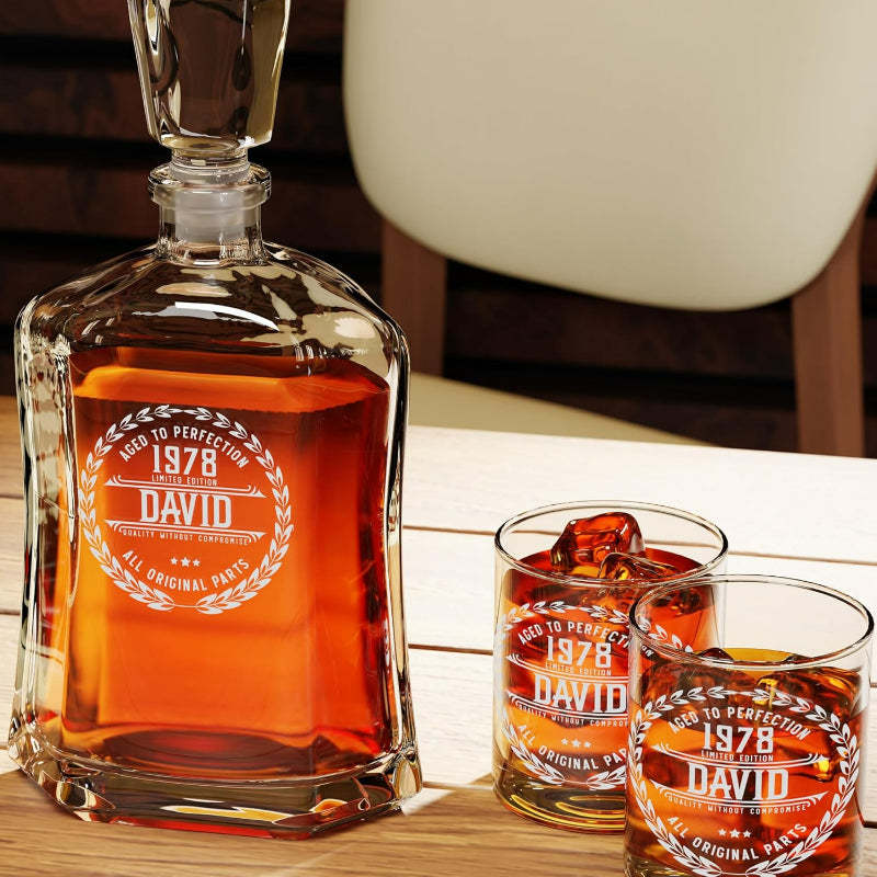 Personalized Whiskey Decanter With Engraved Custom Glass Gift-Wine and Whiskey Decanter