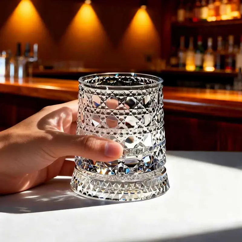 Rotating Crystal Whiskey Tumbler Glass Cup