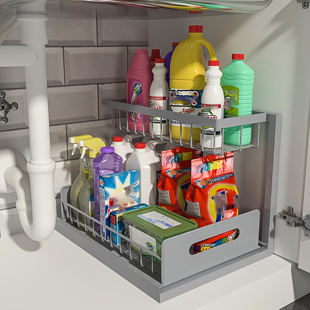 Two Tier Cabinet Organizer For Bathroom And Kitchen