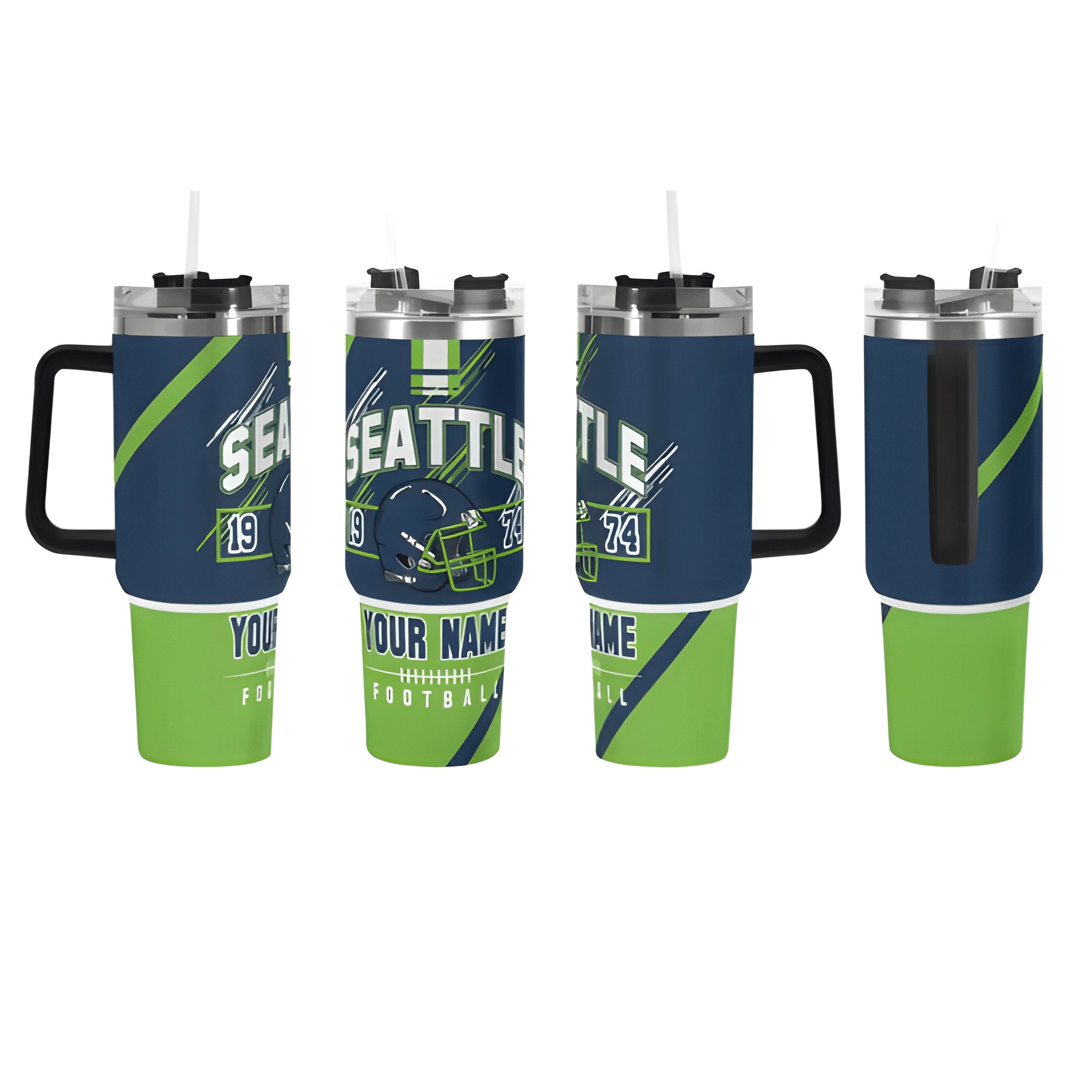 Personalized Seattle Football 40oz Stainless Steel Cup