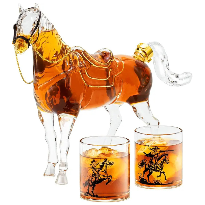 Horse Shaped Cowboy Glass Set