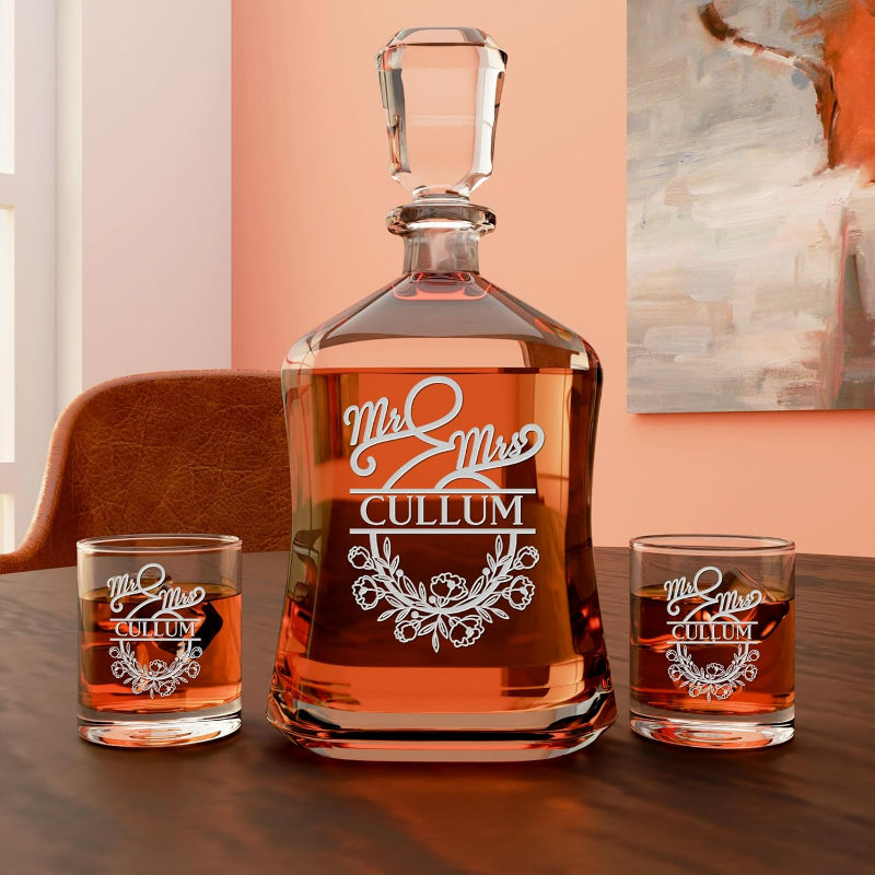 Personalized Whiskey Decanter With Engraved Custom Glass Gift-Wine and Whiskey Decanter