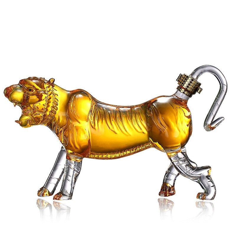 Tiger Shaped Glass Decanter