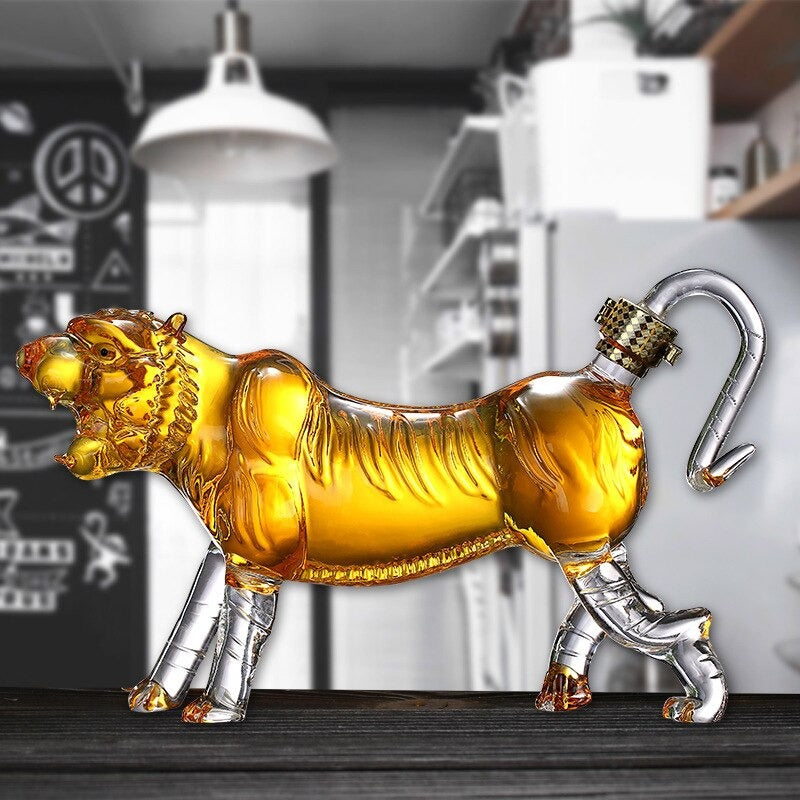 Tiger Shaped Glass Decanter