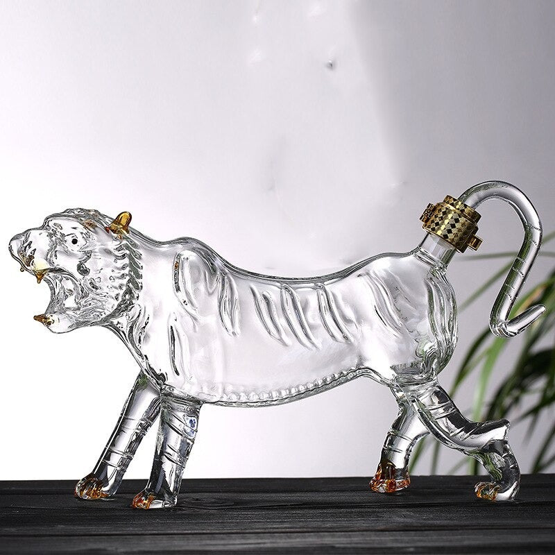 Tiger Shaped Glass Decanter