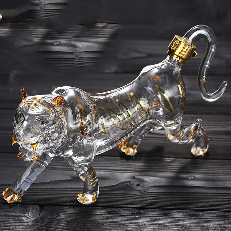 Tiger Shaped Glass Decanter