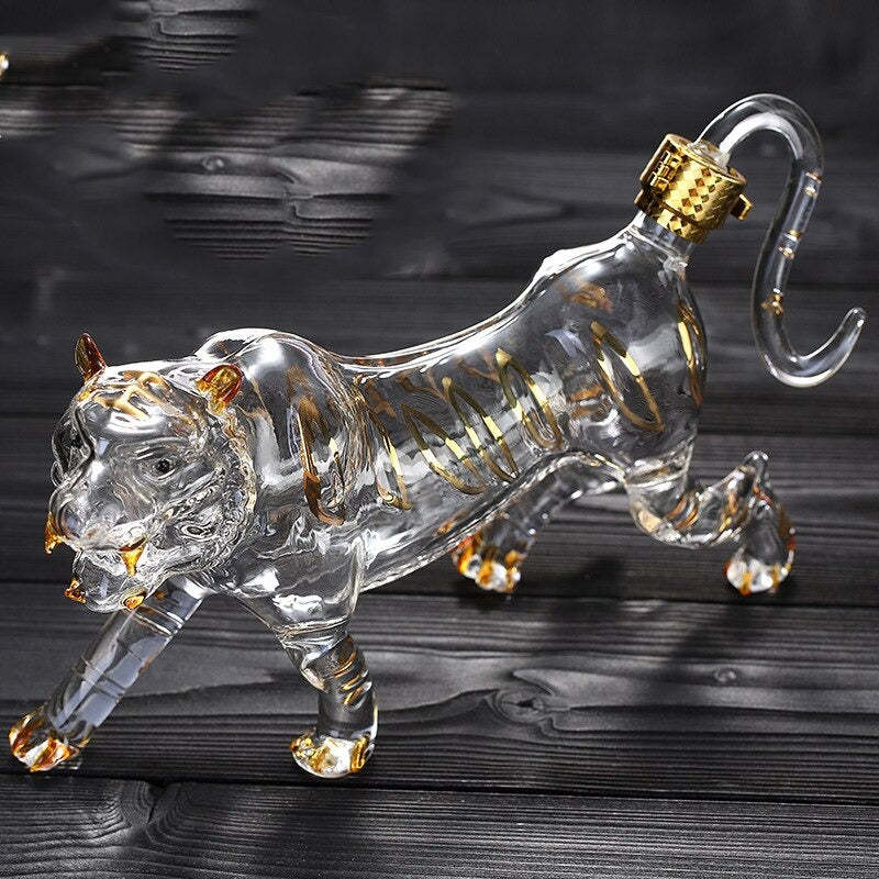 Tiger Shaped Glass Decanter-Wine and Whiskey Decanter