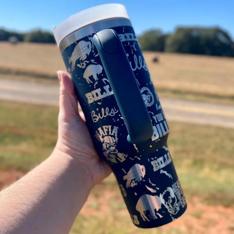 Buffalo Bills Insulated Tumbler with Handle – Beverage Holder-Wine and Whiskey Decanter