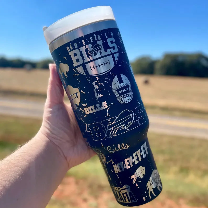 Buffalo Bills Insulated Tumbler with Handle – Beverage Holder-Wine and Whiskey Decanter