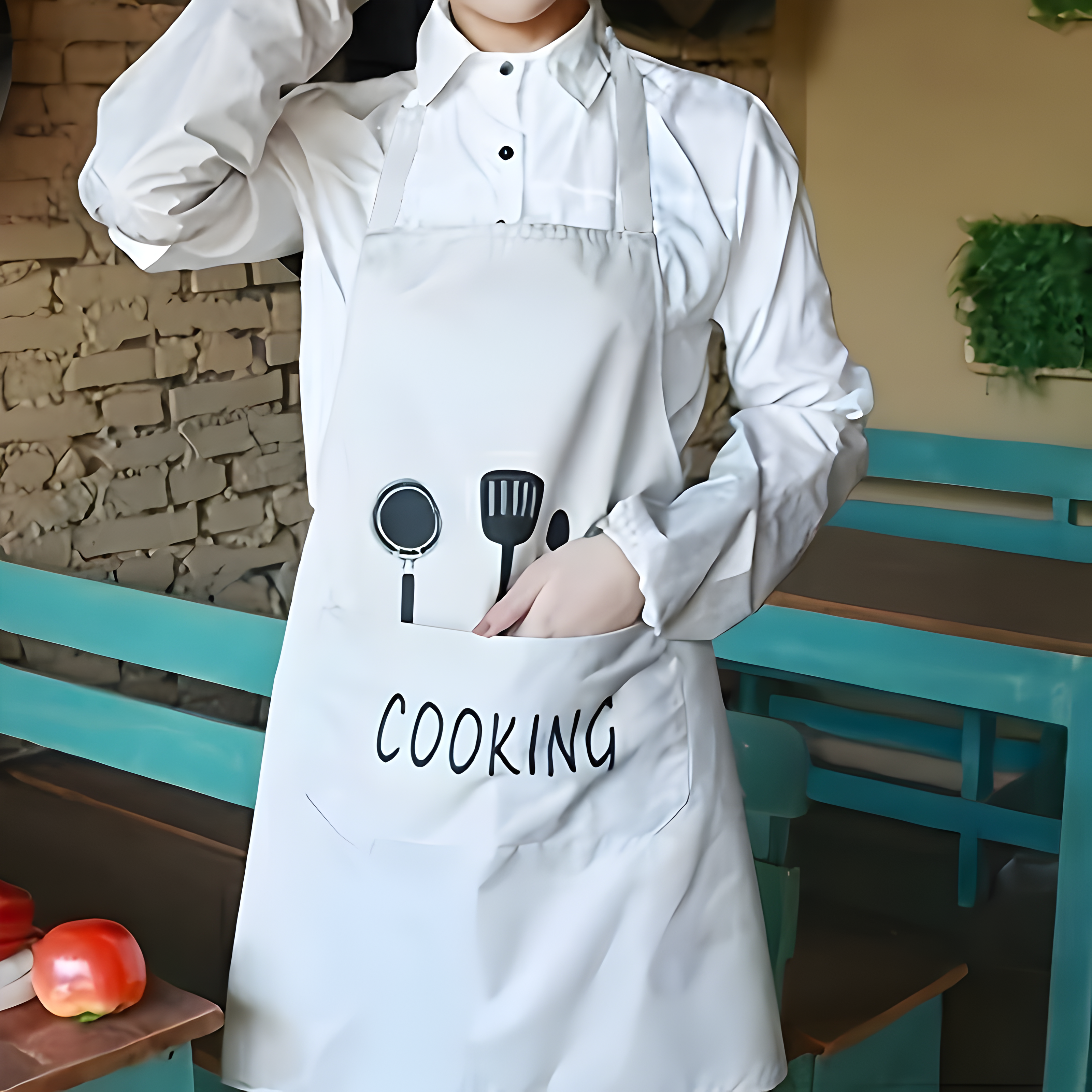 Professional Water Resistant Cooking Apron with Pockets - Adjustable Kitchen Chef Apron for Men & Women