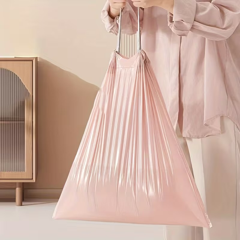 50 Piece Of Kitchen Trash Drawstring Thick Waste Bag Roll