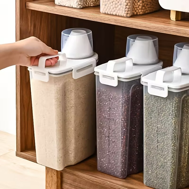 Grain Flow Airtight Rice Storage Container Flip Top Kitchen Box
