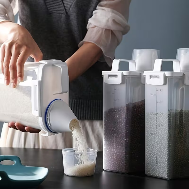 Grain Flow Airtight Rice Storage Container Flip Top Kitchen Box