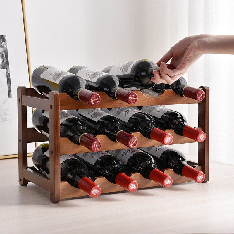 Vintage Wooden Wine Rack-Wine and Whiskey Decanter