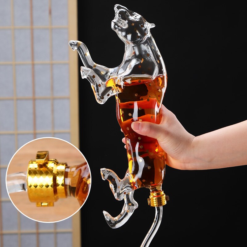 Leopard Shaped Glass Decanter-Wine and Whiskey Decanter