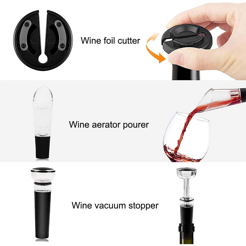 Wine Bottle Opener Foil Cutter Corkscrews Set-Wine and Whiskey Decanter