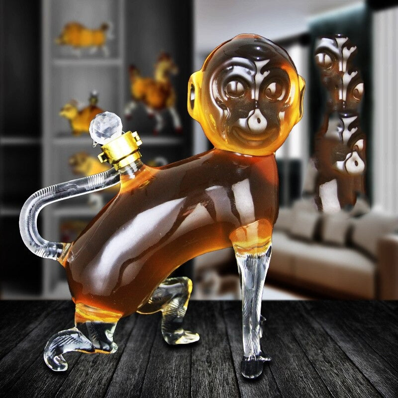 Monkey Shaped Glass Decanter