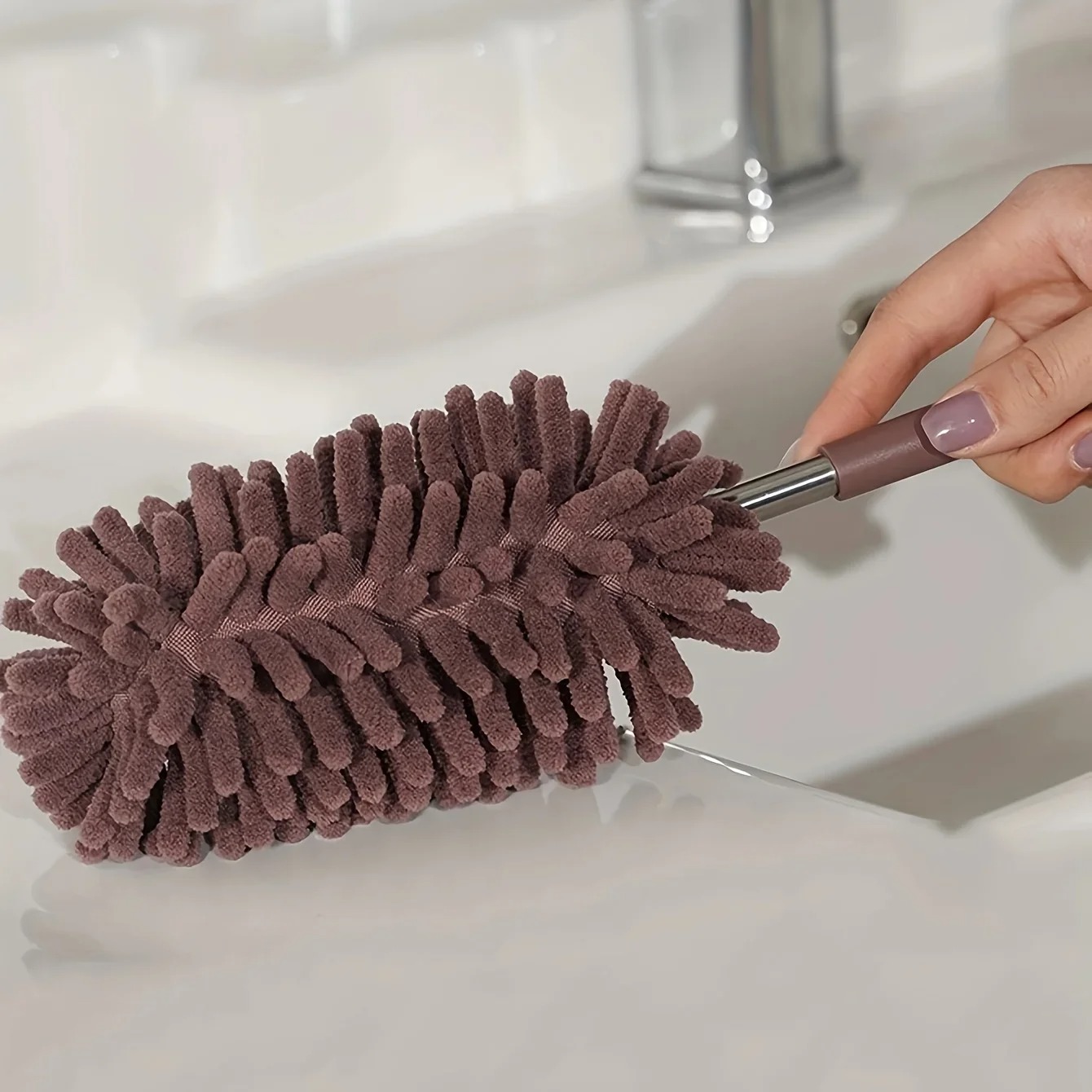 Extendable Microfiber Duster with Telescopic Pole - Bendable Head Ceiling Fan Duster for High Reach Cleaning